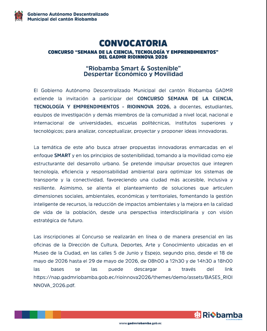 CONVOCATORIA - Concurso RioInnova 2026